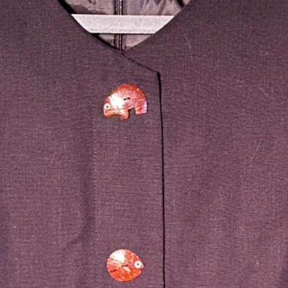 Vintange Evan Picone Linen/Rayon Blend Dress w/Unique Animal Buttons Size 14 EUC - Picture 7 of 9